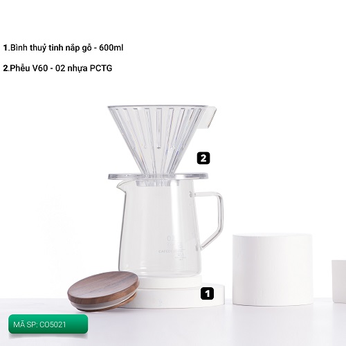 Bộ combo Gift Set pha cà phê V60 02 hiện đại CAFE DE KONA