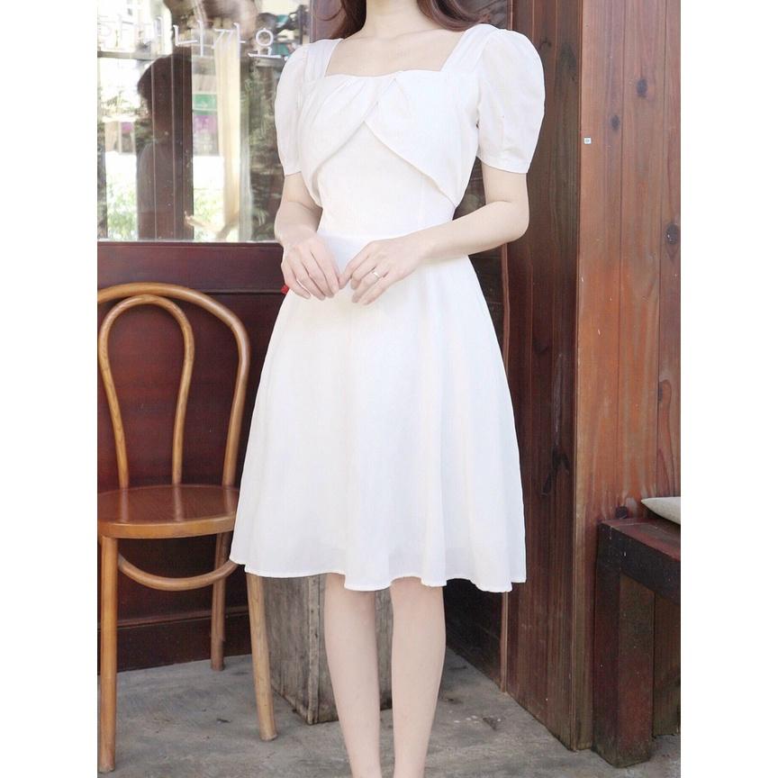 ĐẦM TRẮNG KIỂU CÚP NGỰC - Hình Shop Chụp Thật