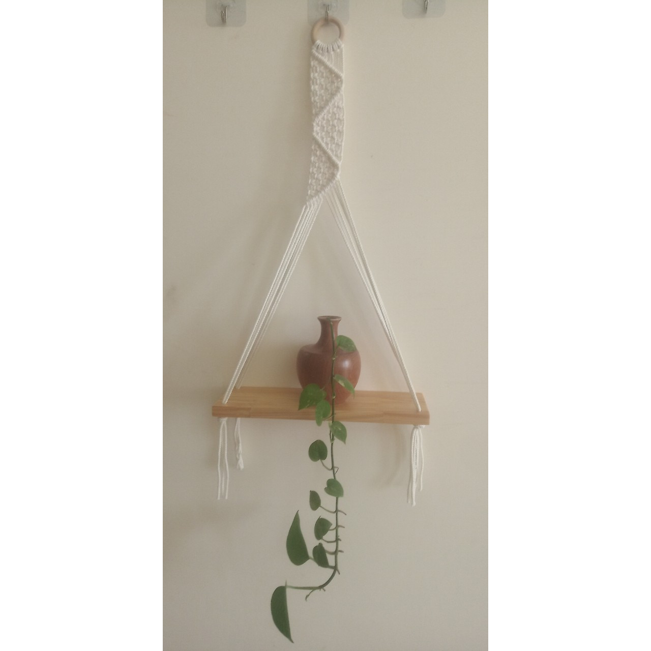 kệ trang trí tết dây macrame treo tường độc đáo kệ gỗ decor