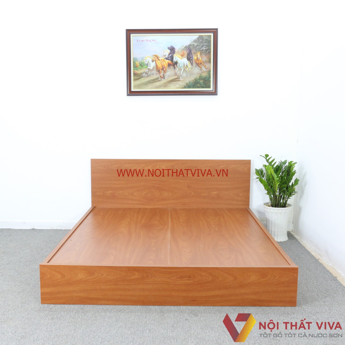 Giường Ngủ Gỗ Mdf Melamine Màu Xoan Đào