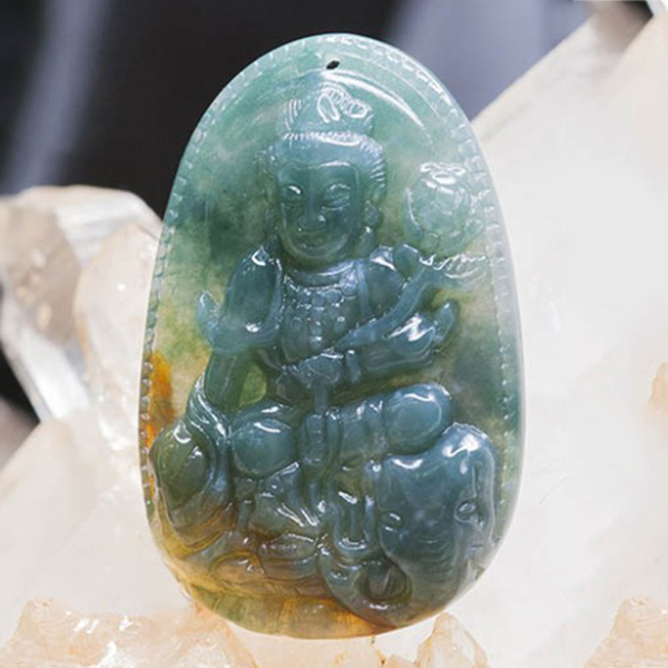 Mặt Dây Chuyền Phổ Hiền Bồ Tát Chalcedony - Phật Bản Mệnh VIETGEMSTONES Cho Người Tuổi Thìn, Tỵ (Kèm Dây Đeo)