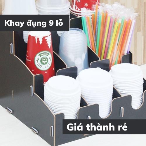 Khay kệ đựng cốc 9 lỗ bằng gỗ đa năng tiện lợi kệ đựng úp cốc ly nhựa an toàn thông minh cho quán cafe bảo hành 1 đổi 1