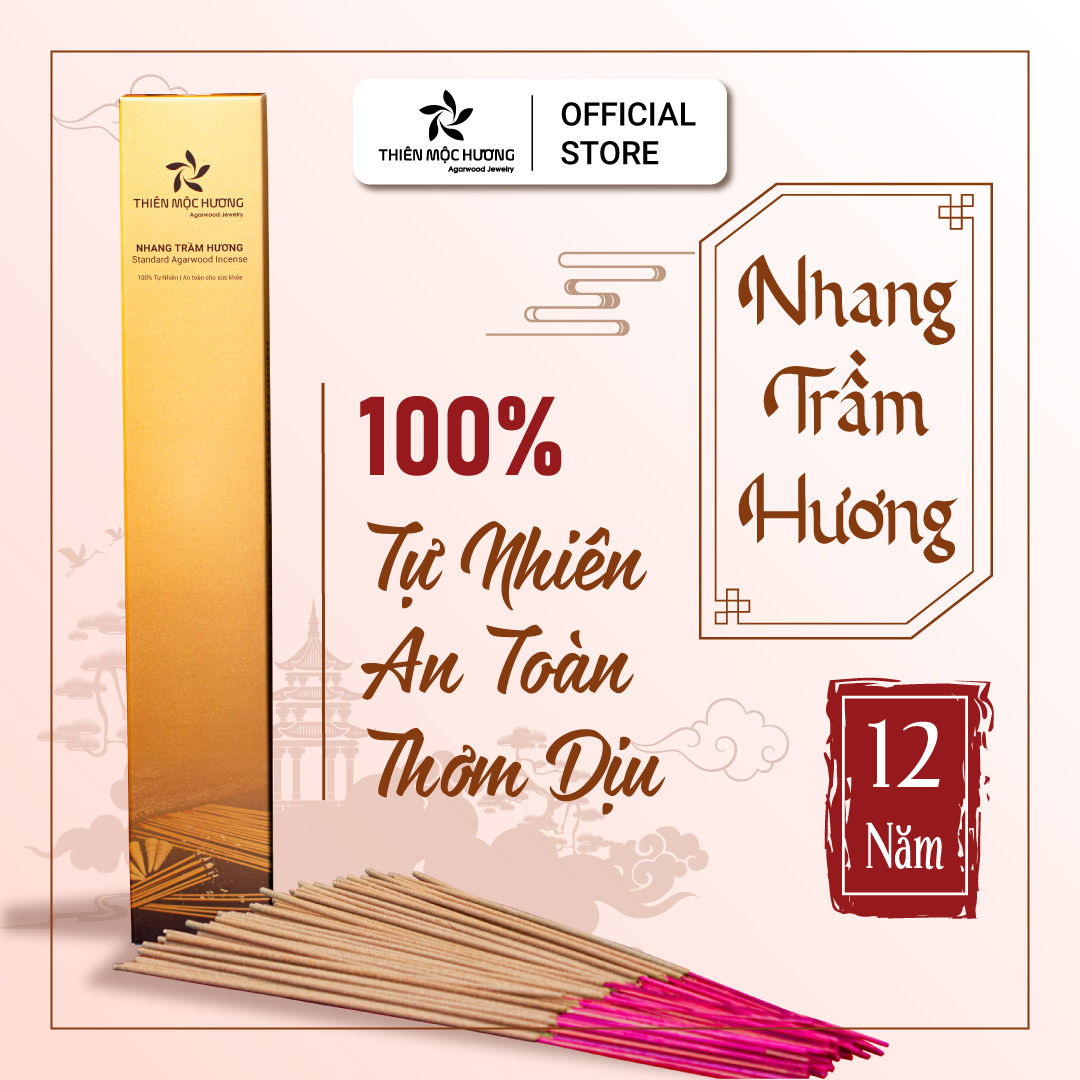 [COMBO 3 Tặng 1] Nhang trầm hương tự nhiên - Loại 12 Năm - Thơm Nhẹ, Dễ Chịu, Không cay mắt, Không Ngứa Mũi - Thiên Mộc Hương