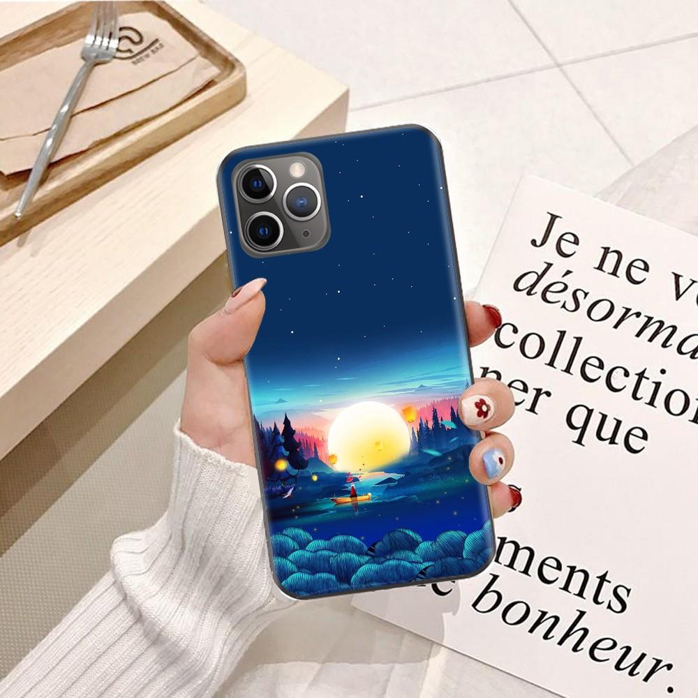 Ốp lưng dành cho iPhone 11 Pro Silicon dẻo hình Trăng Xanh