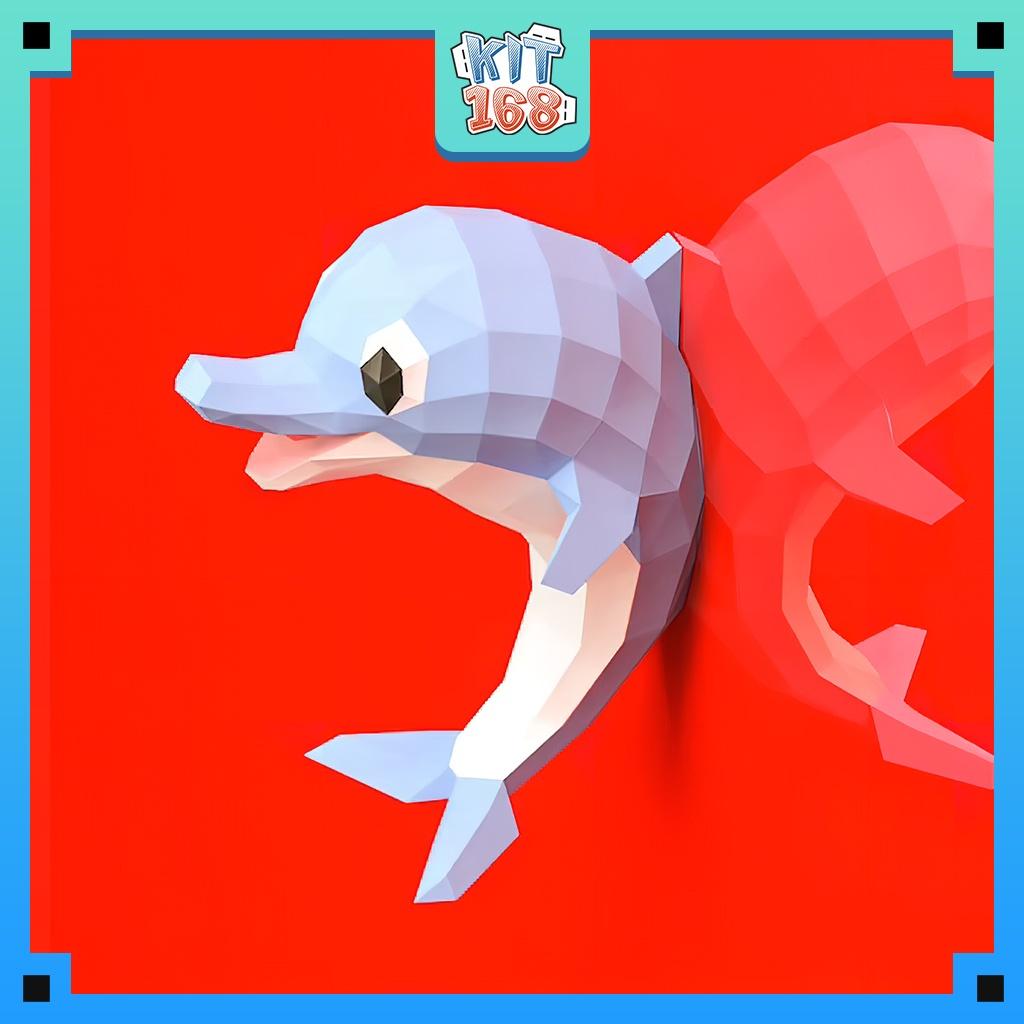 Mô hình giấy động vật Baby Dolphin (Cá heo con) gắn tường