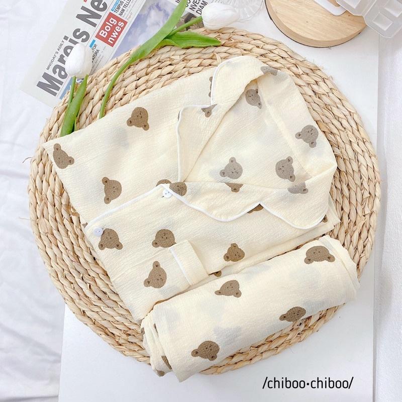 BỘ PIJAMA dài tay quần dà/ pizama Bộ mặc nhà chất thô cao cấpni