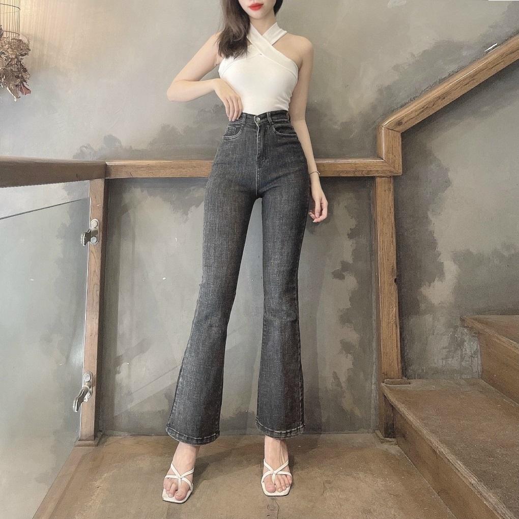 Quần Jean Ống Loe Lưng Cao Kiểu Trơn QJ29