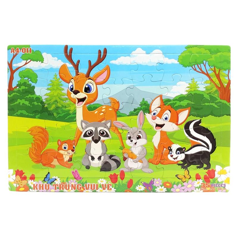 Bộ Xếp Hình Khổ A4 Puzzle Minh Châu 35-011 - Khu Rừng Vui Vẻ (35 Mảnh Ghép)