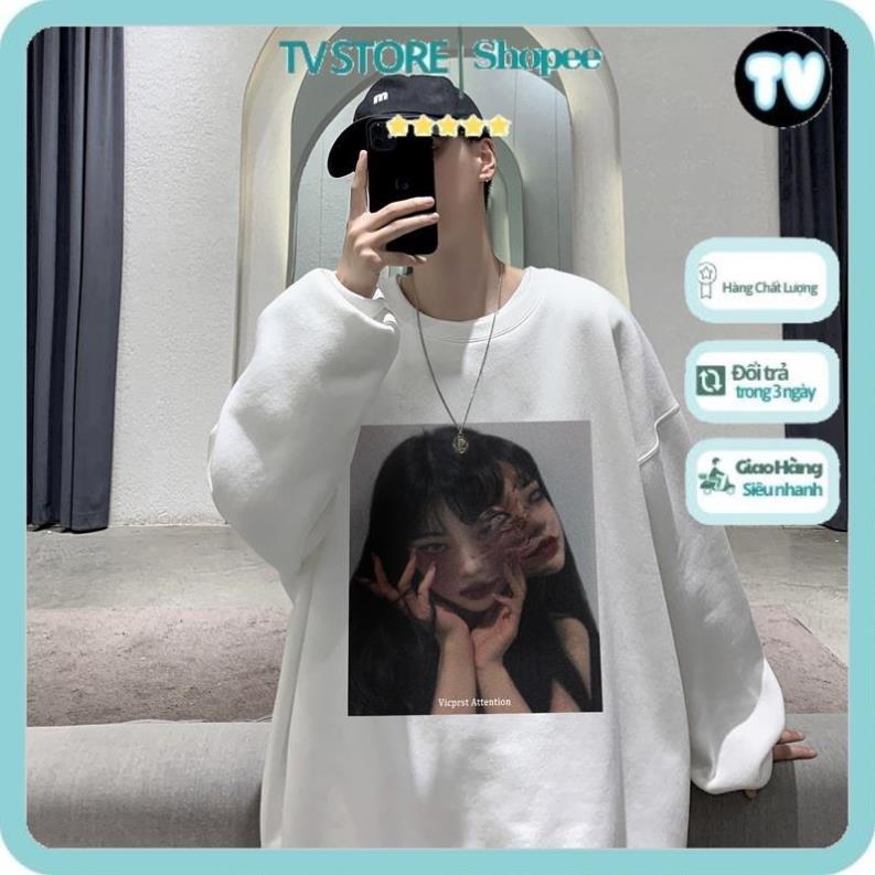 Áo Nỉ Nam TVSTORE  Áo Sweater nam cổ tròn dáng rộng phong cách Hip hop cá tính