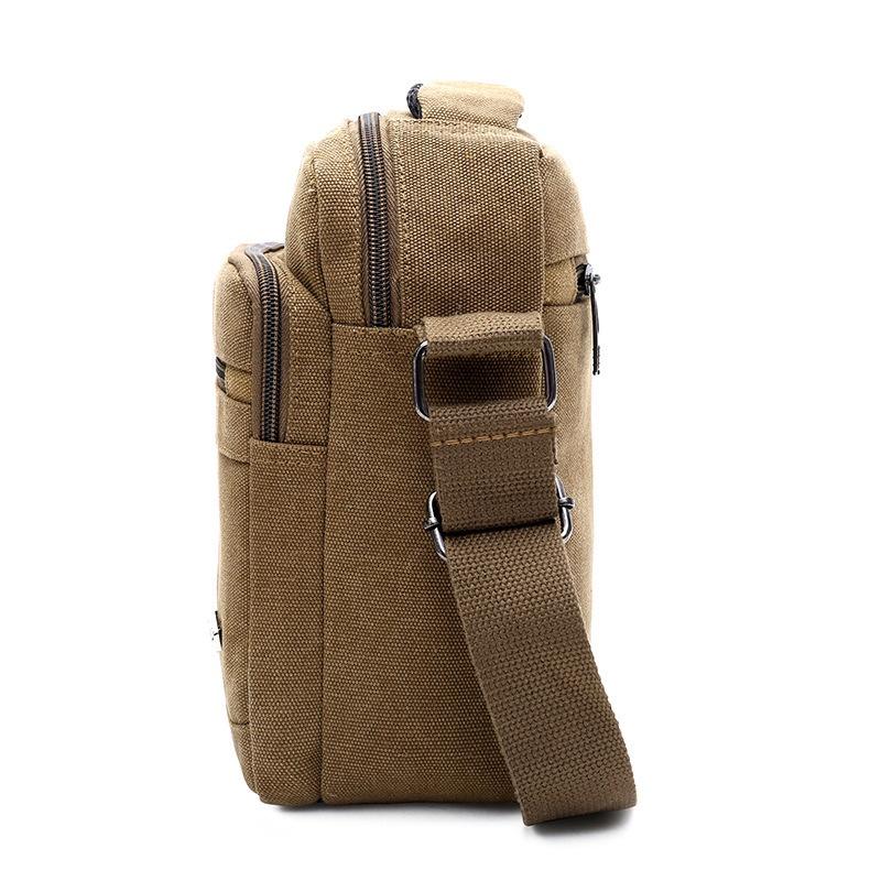 Túi Đeo Chéo Mini Bag Nam nữ Unisex đựng Ipad Mini Vải Canvas Nhập Khẩu Màu Đen/Kaki T24 - Kaki