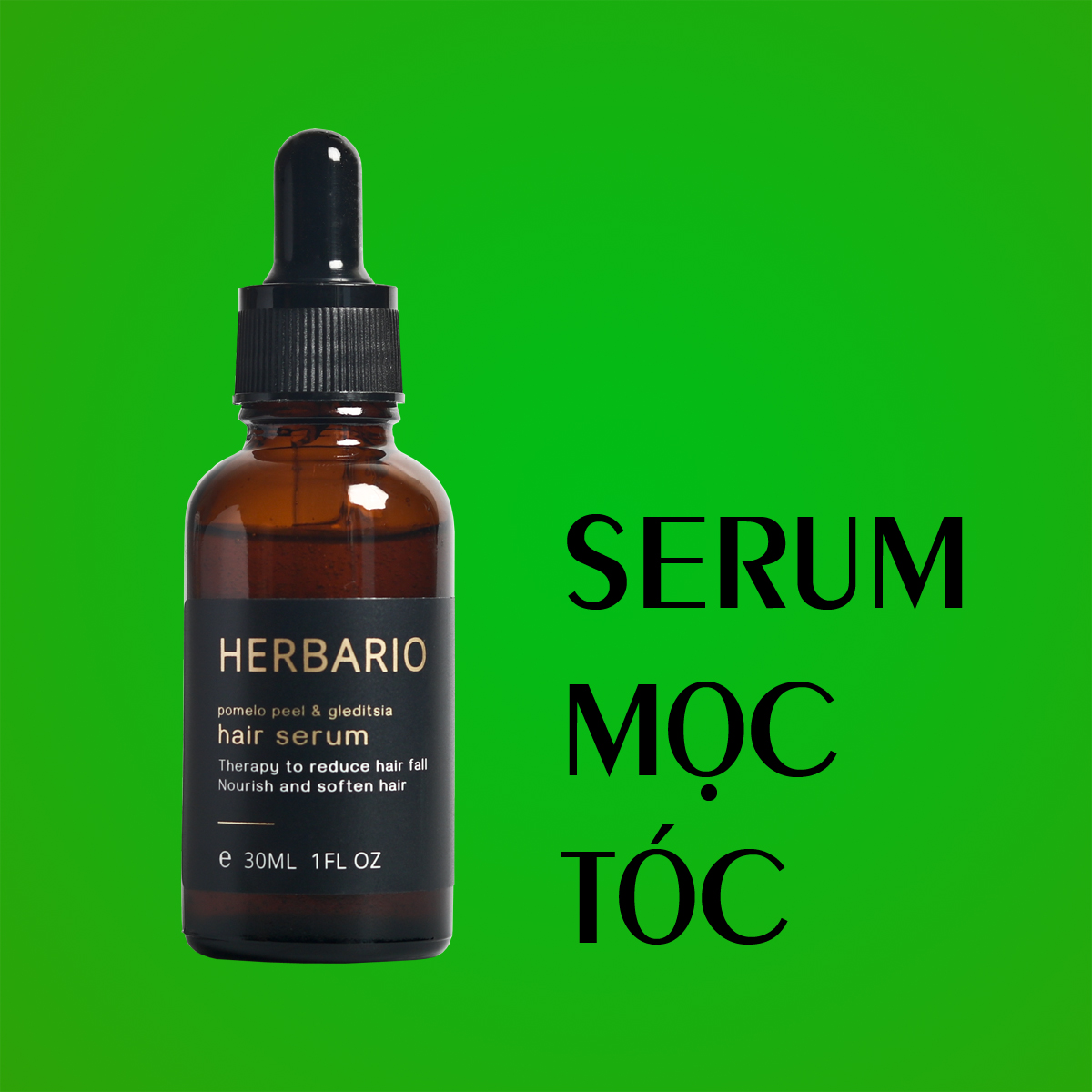 Serum mọc tóc tinh dầu vỏ bưởi & tinh dầu bồ kết herbario 30ml tinh chất kích thích mọc tóc nhanh, ngăn rụng tóc, hỗ trợ trị Rụng Tóc, làm tóc dài nhanh