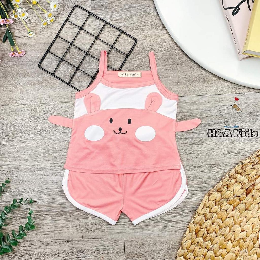 Bộ 2 dây thun lạnh mặt thú Minky Mom mềm mịn mát cho bé gái từ 7-26kg