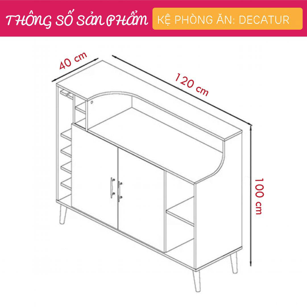 Tủ phòng ăn gỗ hiện đại SMLIFE Decatur  | Gỗ MDF dày 17mm chống ẩm | D120xR40xC100cm