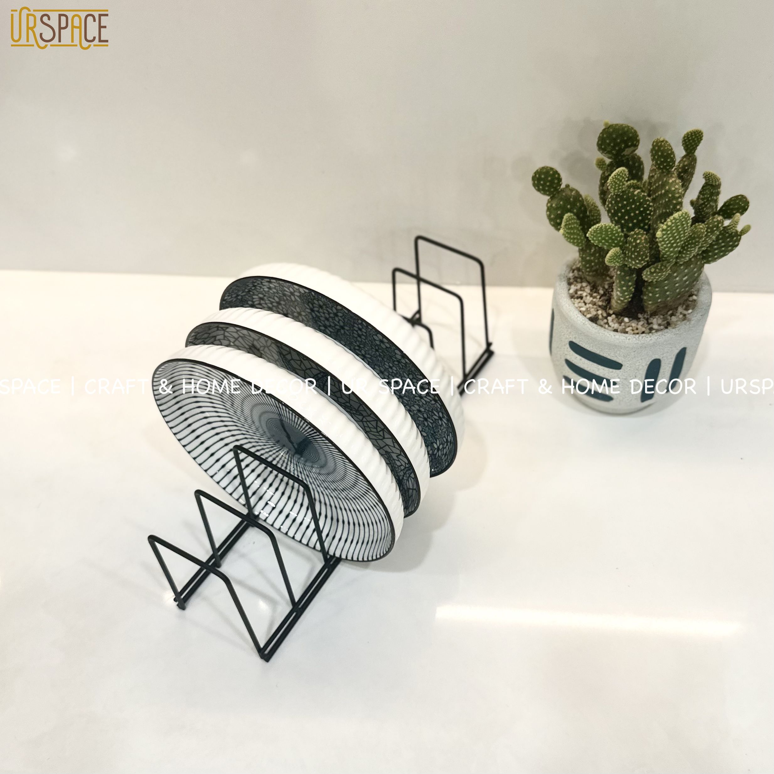 Giá kệ sắt úp chén dĩa URSPACE màu đen tiện dụng, thông minh / Kitchen Dish Drain Racks
