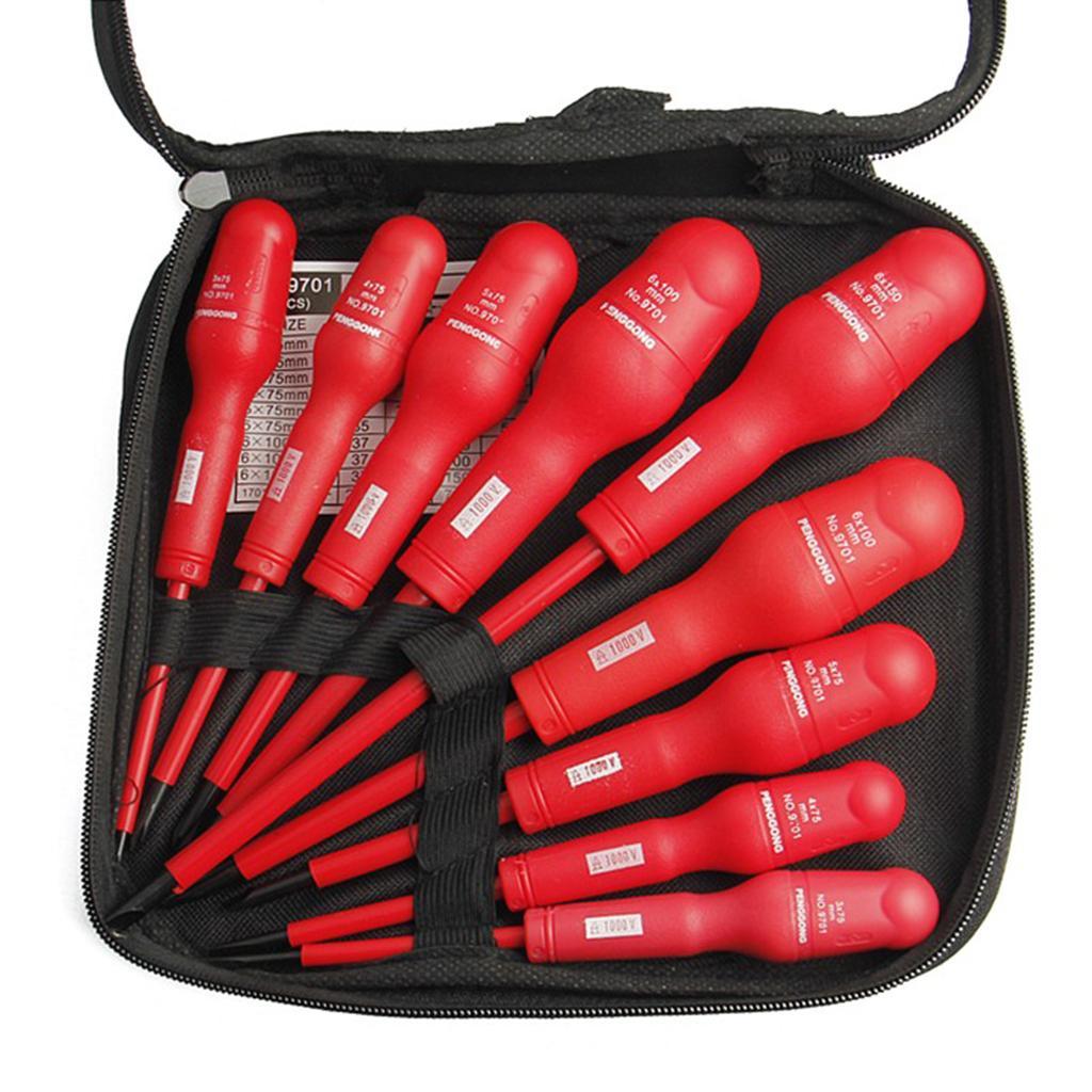 9Pieces Insulated Screwdriver Set Electrician Magnetic Precision Hand Tools