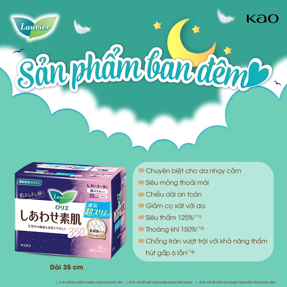 Băng vệ sinh Laurier Happy Skin 35 cm 10 miếng/40 cm 9 miếng