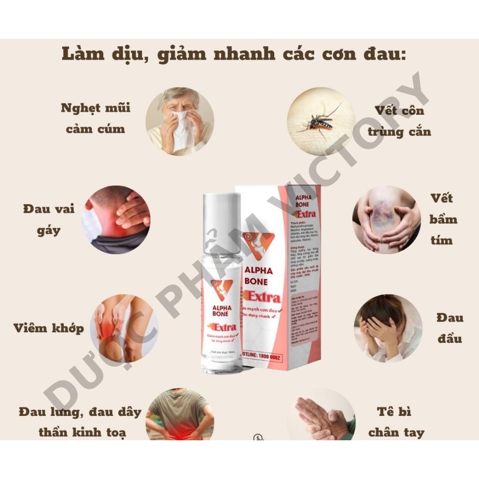 Dầu xoa bóp xương khớp Alphabone Extra tăng cường lưu thông máu, dầu lăn massage cổ vai gáy, thoát vị đĩa đệm
