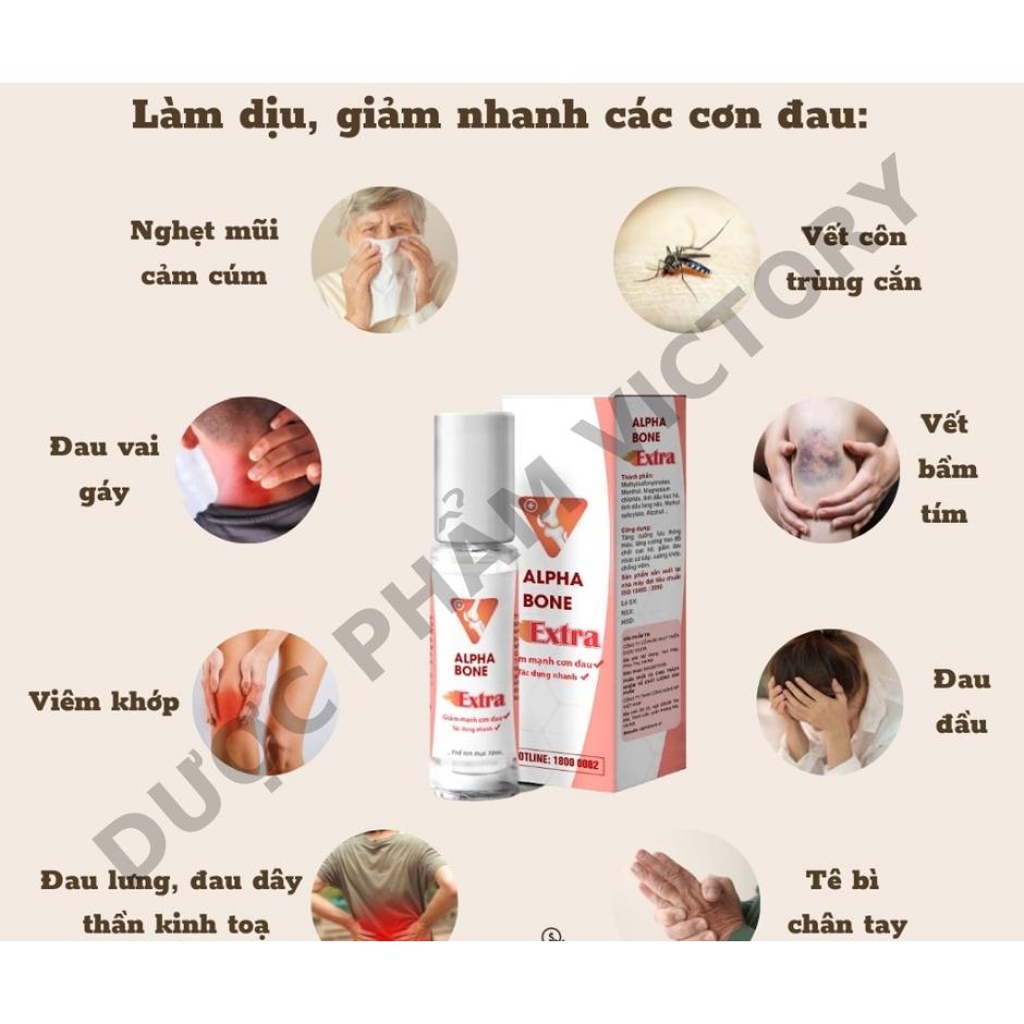 Dầu xoa bóp xương khớp Alphabone Extra tăng cường lưu thông máu, dầu lăn massage cổ vai gáy, thoát vị đĩa đệm (10ml/lọ)