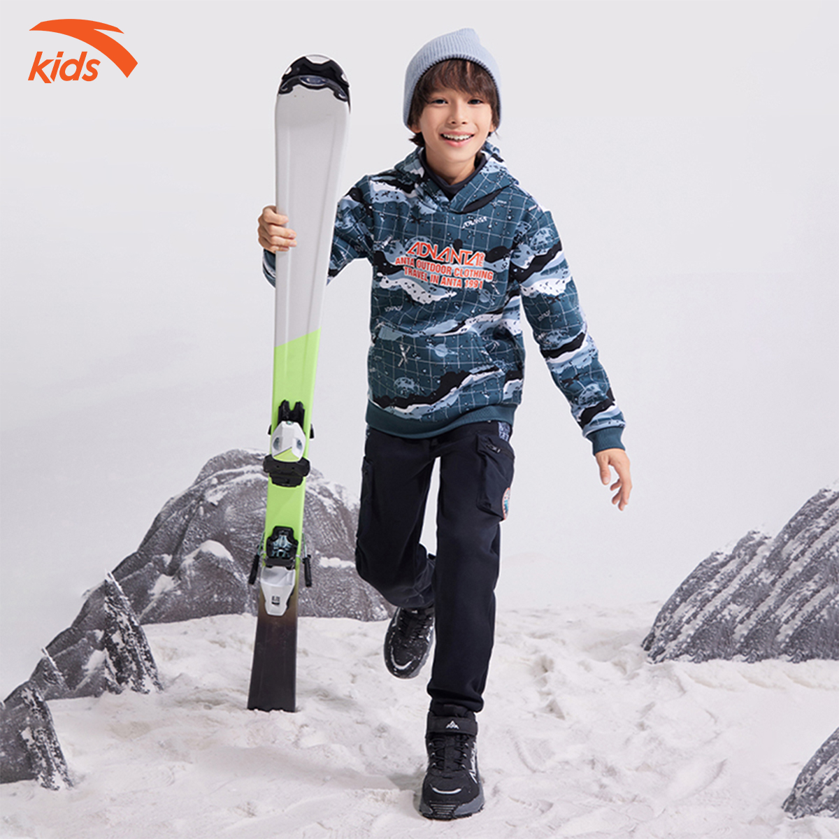 Áo nỉ hoodie có mũ thời trang bé trai Anta Kids 352246705S-2