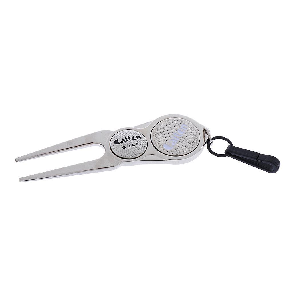 2 Pieces Sturdy Clip-on Golf Divot Tool Repair Tool with Magnetic Ball Marker Golf Accessories