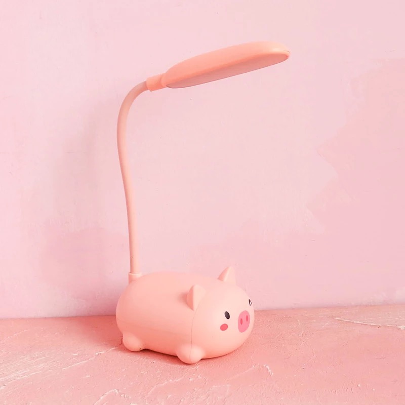 Đèn led để bàn sạc usb hình thú dễ thương - Heo - Hồng