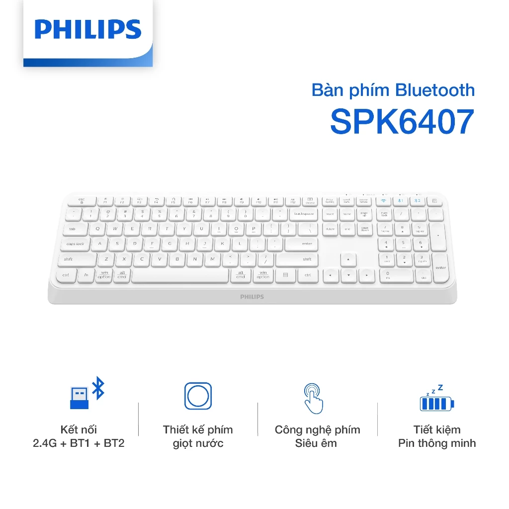 Bàn phím Bluetooth Philips SPK6407 - Hàng Chính Hãng