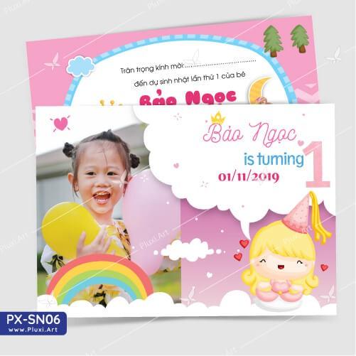 Thiệp thôi nôi – sinh nhật theo yêu cầu Pluxi