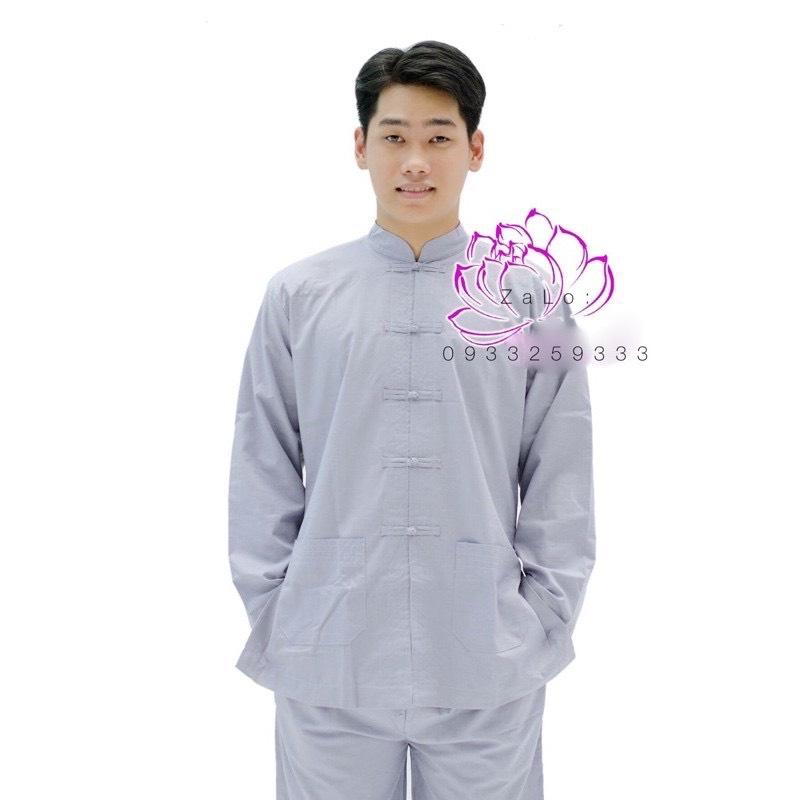 ĐỒ LAM ĐI CHÙA Mẫu Lãnh Tựu Cổ Tàu Dài Tay Không Thêu