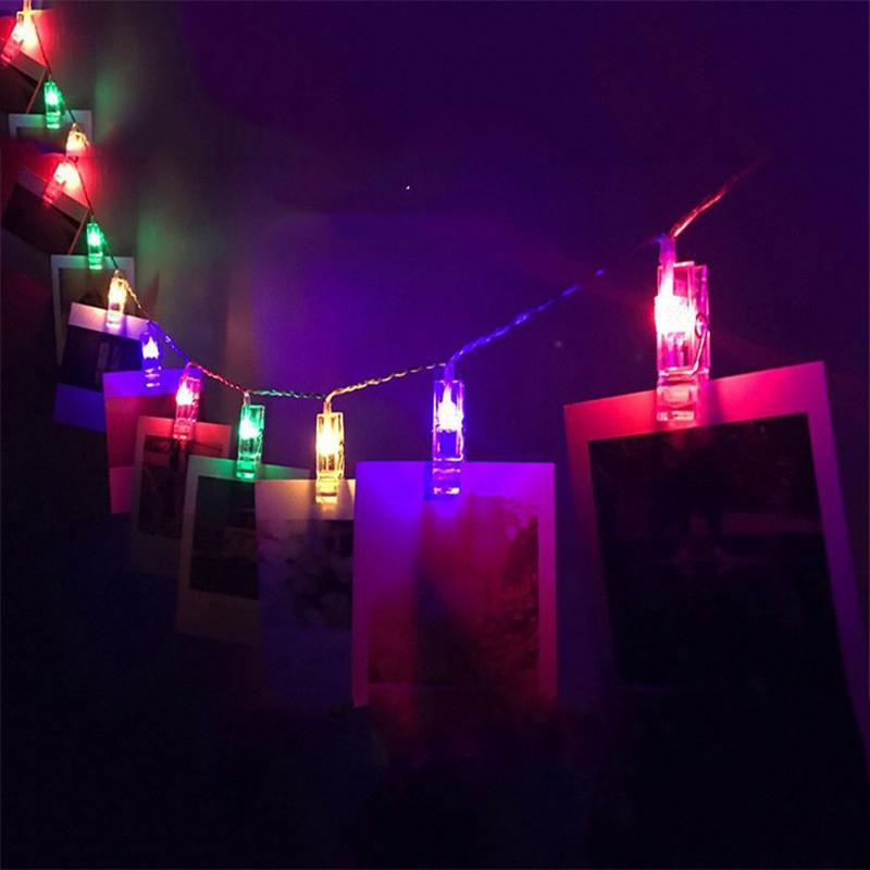 Creative Lamp Clip Chains Flash Photo Wall Decoration Lamp for Birthday