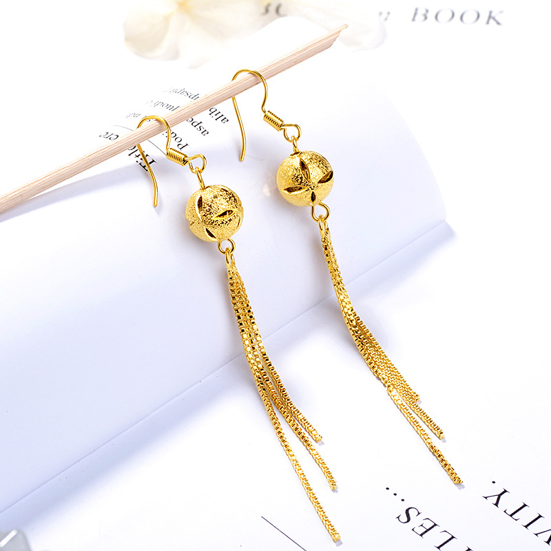 Bông tai nữ mạ 18k dáng dài kiểu Cẩm tú cầu T1