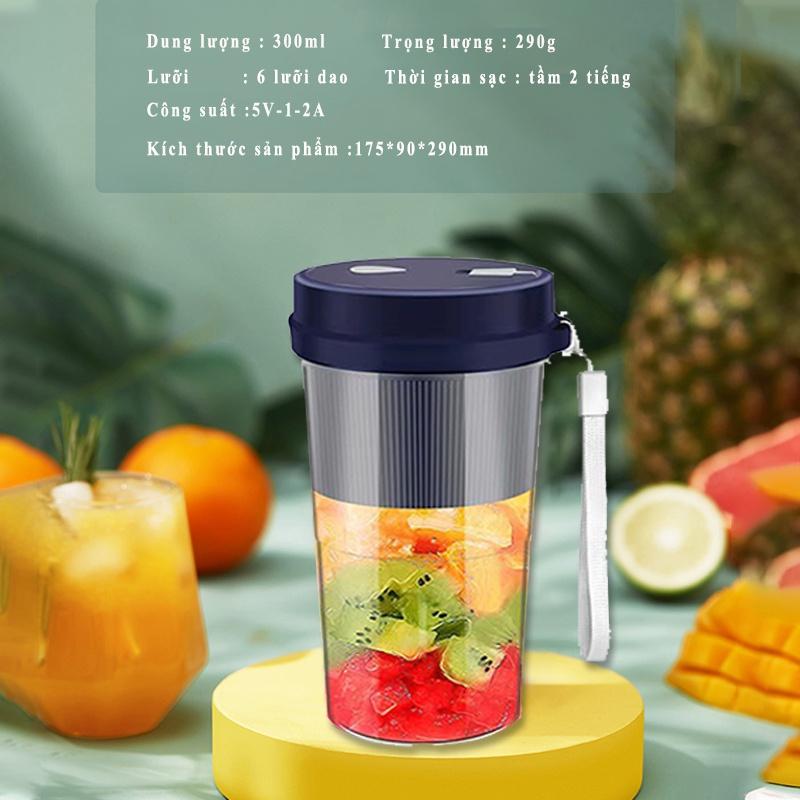 UPUPIN Máy xay sinh tố cầm tay mini đa năng máy say sinh tố juice 6 Lưỡi usb 300ml - Hàng Chính Hãng