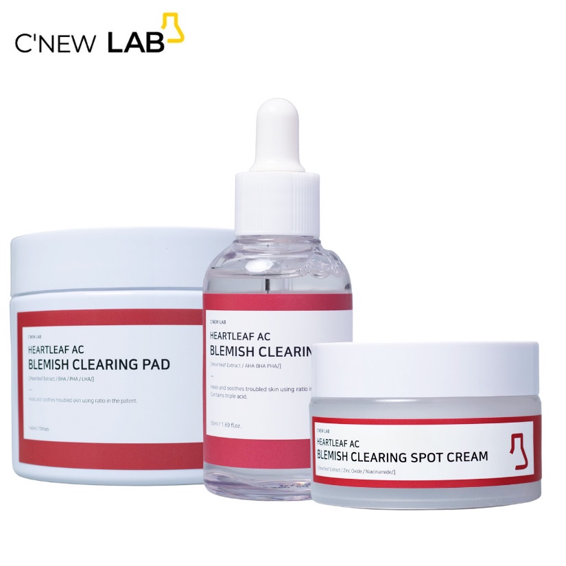 Combo Ngừa Mụn C'NEW LAB Bộ 3 Sản Phẩm Heartleaf Ac Blemish Clearing Giúp Làm Sạch, Giảm Mụn, Mờ Thâm Nám