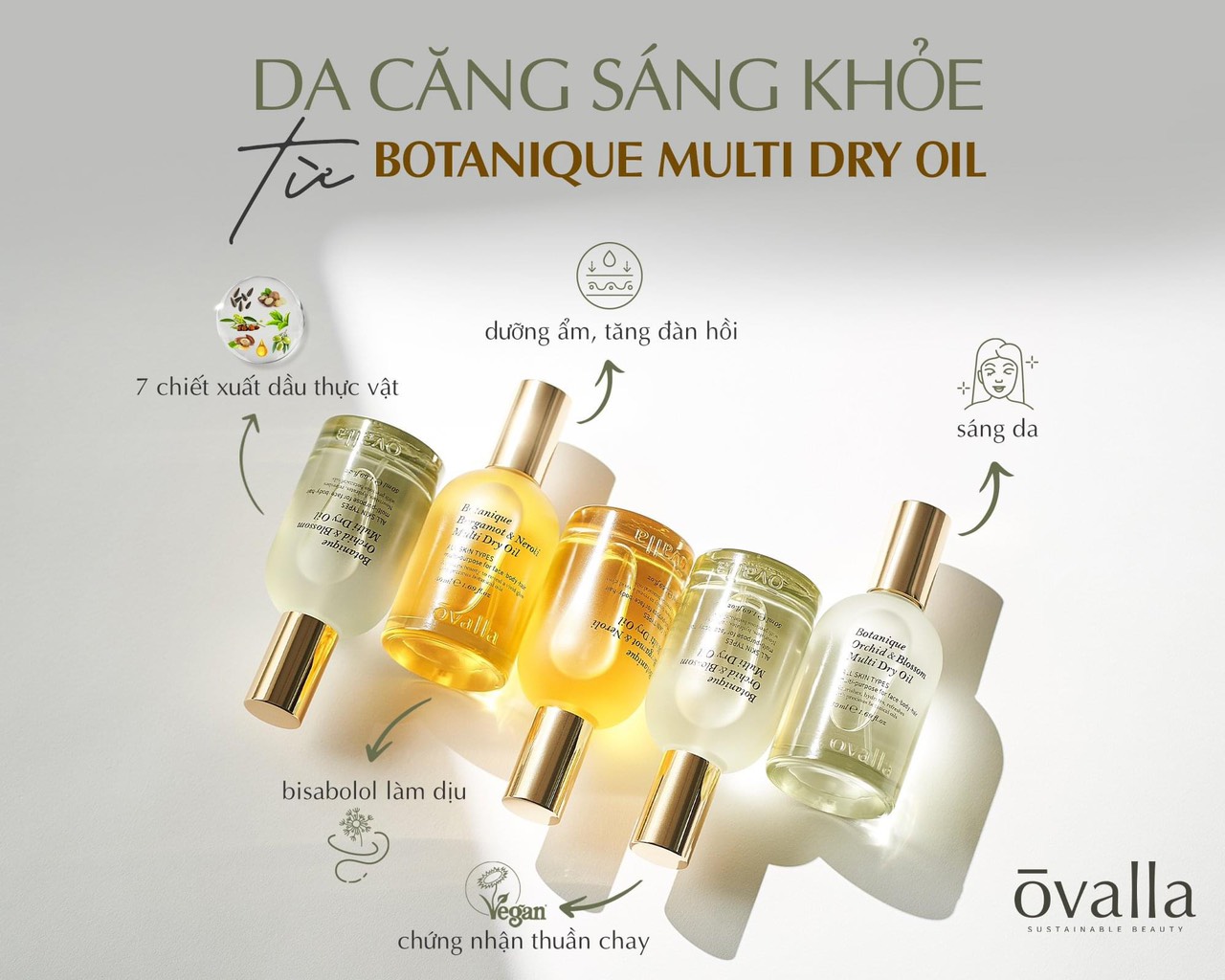 [SALE 70% DATE GẦN] Dầu Dưỡng Khô Đa Năng Thuần Chay OVALLA Botanique Orchid &amp; Blossom Multi Dry Oil 50ml [DATE GẦN] Giúp Giảm Nhăn, Làm Sáng Da Và Chống Lão Hóa, Sử Dụng Cho Da Tóc Móng 50ml Làm Đẹp Da Dưỡng Ẩm Da