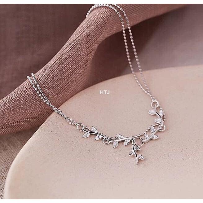 LẮC CHÂN NỮ BẠC Ý CAO CÂP - LẮC CHÂN DÂY ĐÔI TUA LÁ -