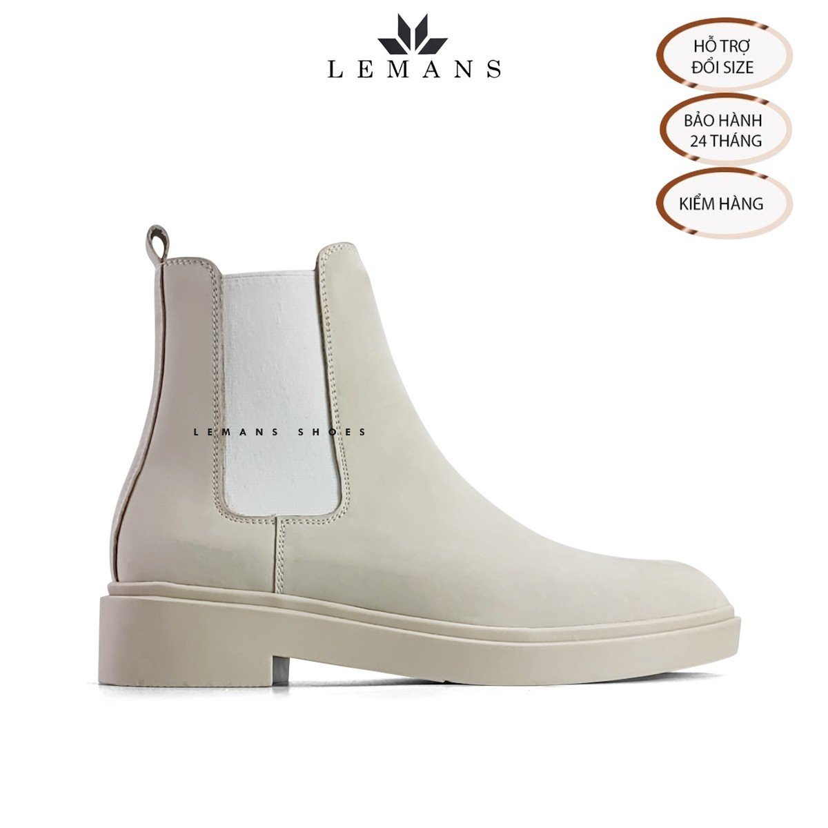 Giày da bò Lộn NuBuck Chelsea Boots Tan LEMANS đế tan hạt kim cương tăng cao 4cm khuôn độc quyền BH 24 tháng