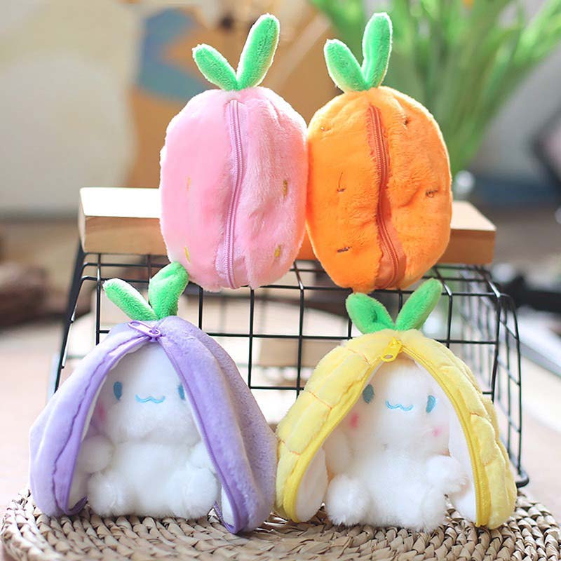 Móc Khóa Balo Đồ Chơi Gấu Bông Thỏ Cinnamoroll 2in1 Thỏ Tai Dài Cà Rốt Dâu Tây Dứa Mềm Mịn Đáng Yêu