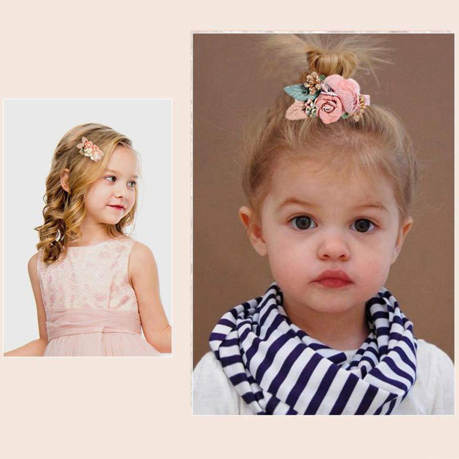 3x Baby Girl Bows Flowers Infant Hairpins Headwear Hair Clips