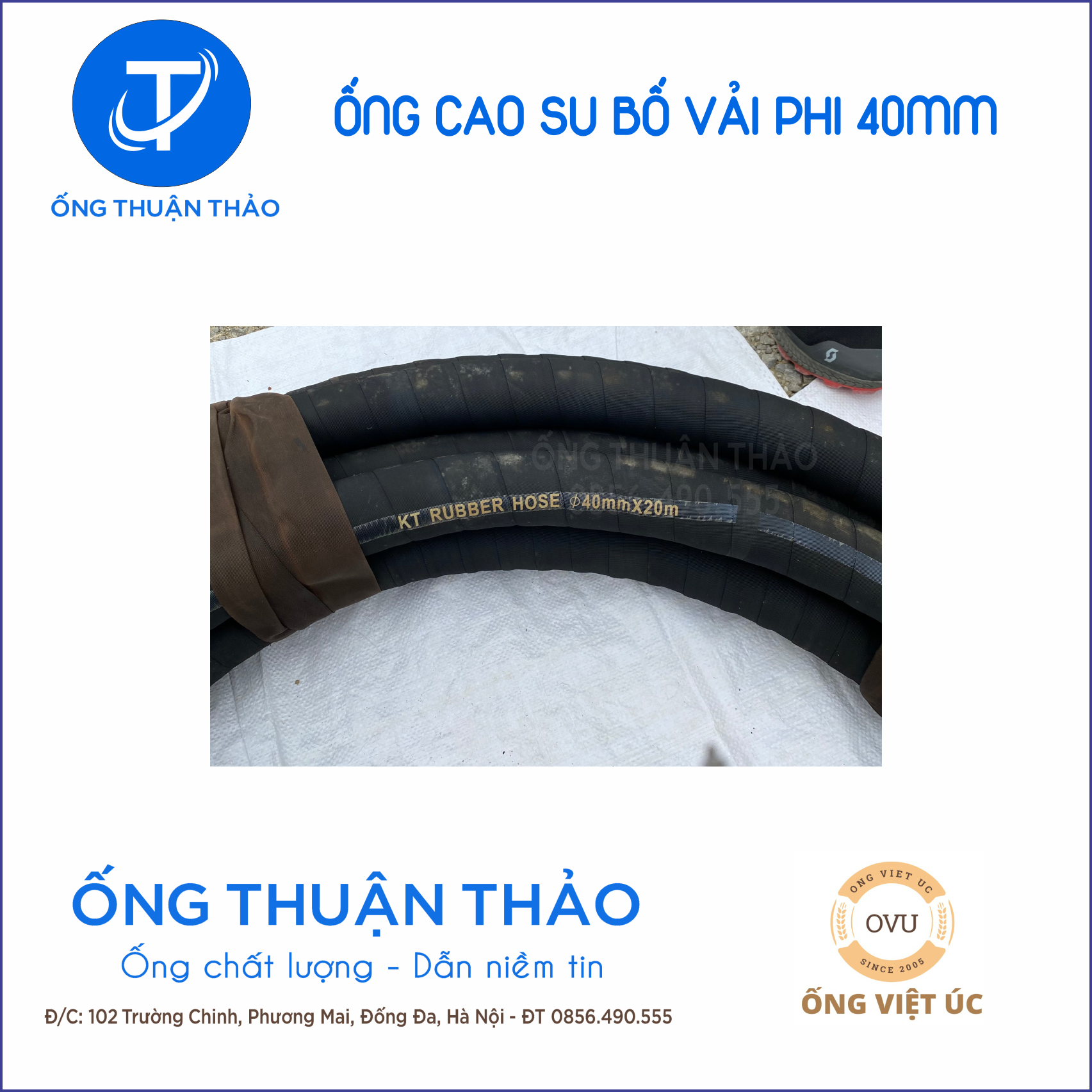 Ống Cao Su Bố Vải Phi 40mm CUỘN 20 MÉT- Hàng Nhập Khẩu - Ống Thuận Thảo
