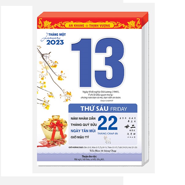 Lịch Bloc 2023 - Bloc lịch kích thước 14,5 x 20,5 cm – Lịch Phong Thủy – NH12