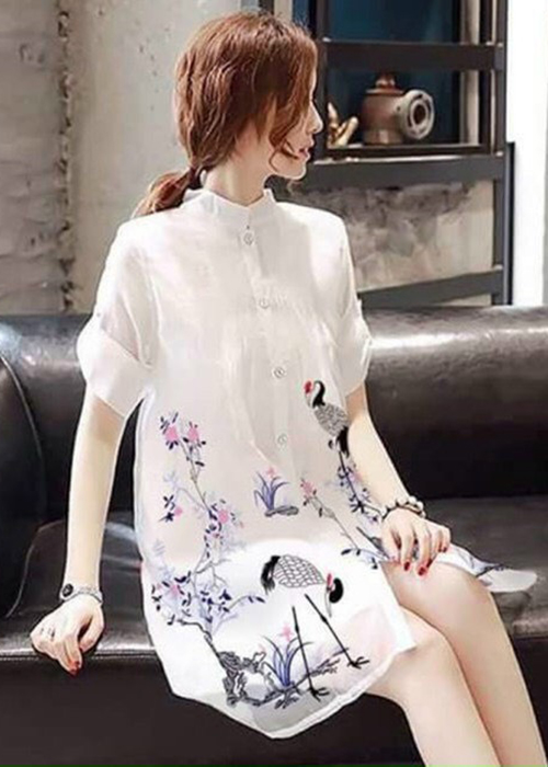 Đầm Voan Suông 2 Lớp In Họa Tiết Thời Trang