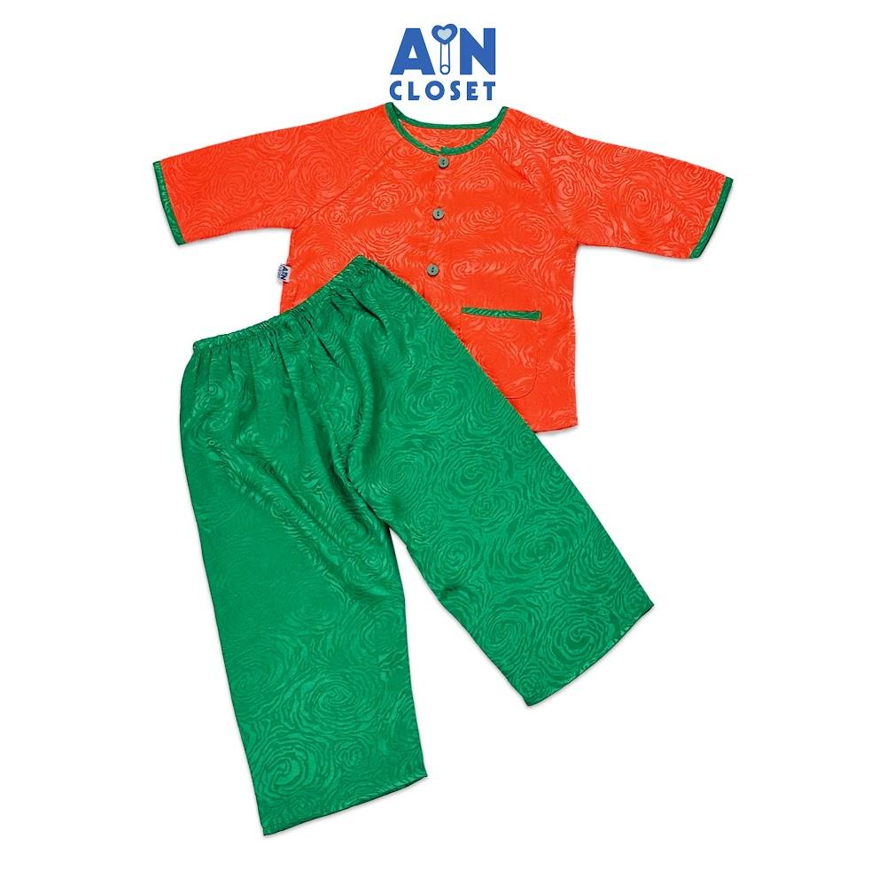 Bộ quần áo Bà ba dài họa tiết hoa gấm Cam Xanh - AICDME9S0XEH - AIN Closet
