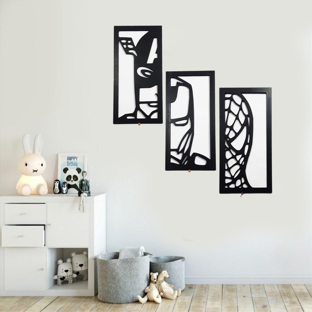 Bộ 3 tranh treo tường siêu anh hùng , dán tường , trang trí 2D LP1071