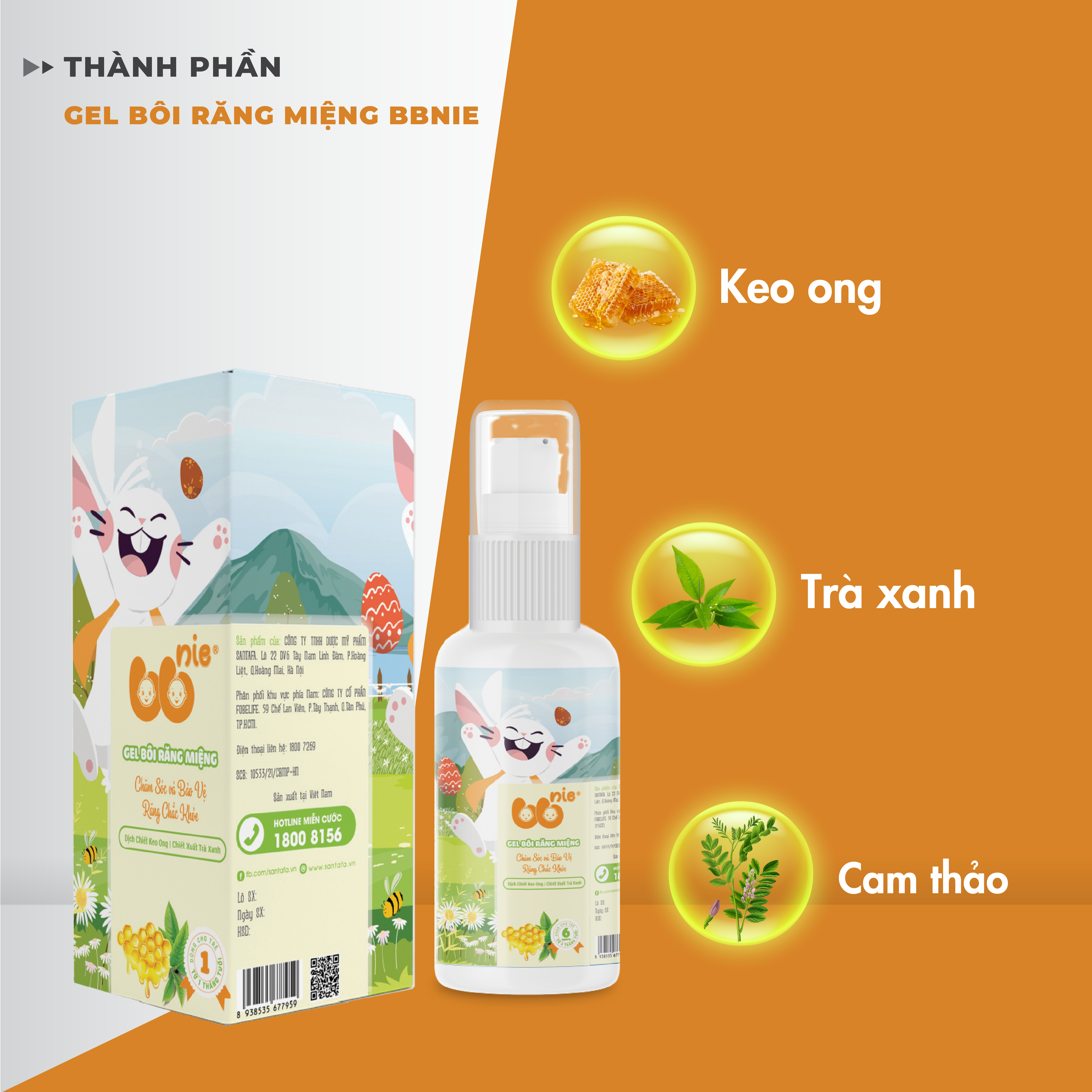 Gel bôi răng miệng BBNIE - Làm sạch răng và miệng, ngăn ngừa vi khuẩn sâu răng - Chai 40g