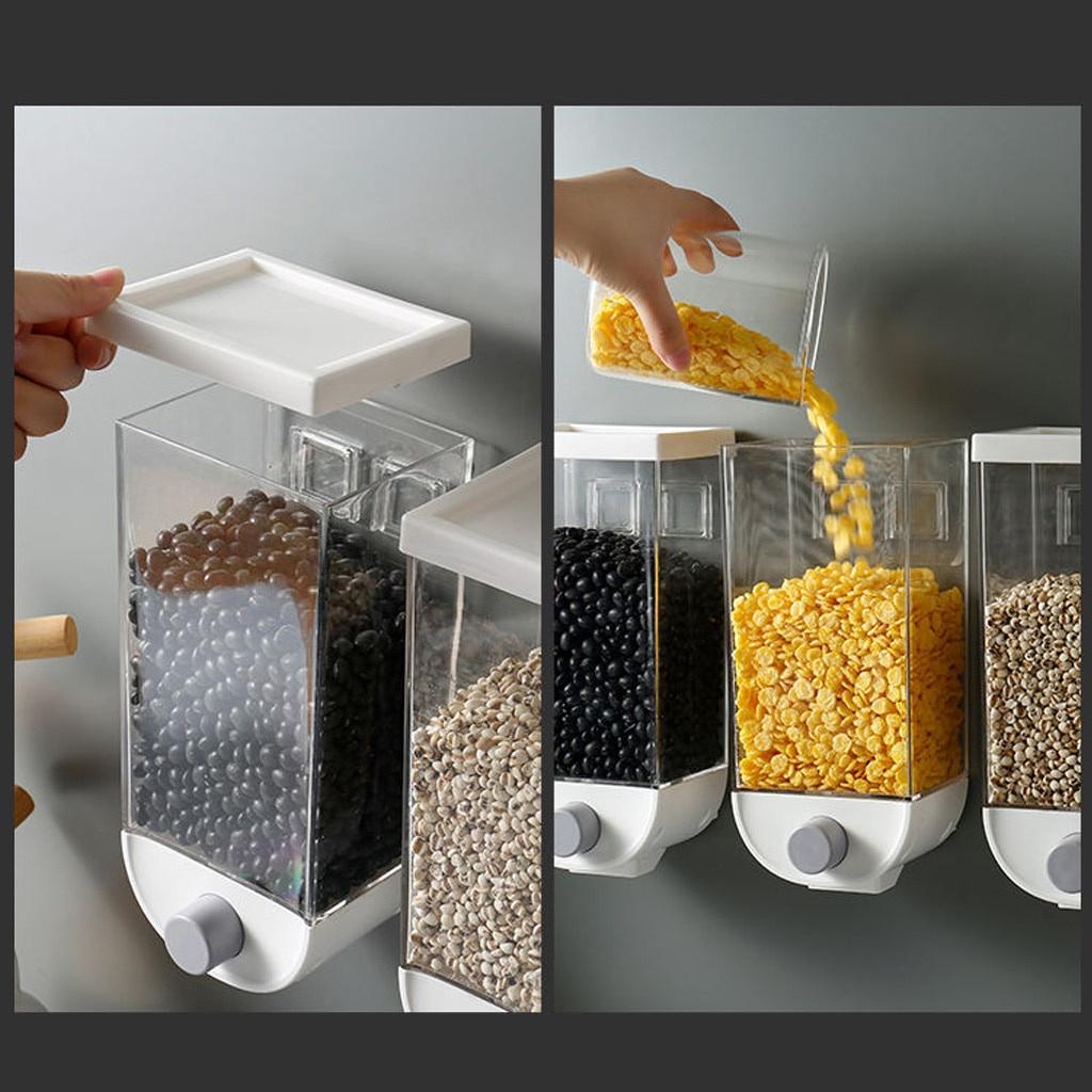 Oatmeal Wall Mounted Container Kitchen Organization Accessories 1000/1500ml Kitchen Food Storage Container Cereal Dispenser