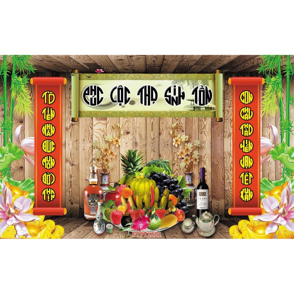 Tranh dán tường Tranh phòng thờ Phúc - Lộc -Thọ, Tranh dán tường 3d hiện đại