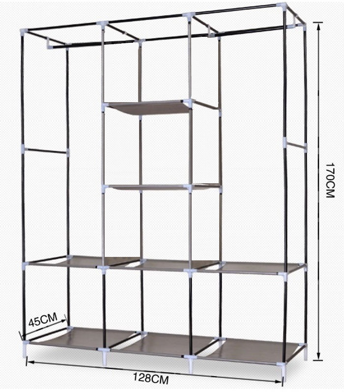 Tủ Quần Áo Cải Tiến Thế Hệ Mới, Tủ Vải Quần Áo 3 Buồng 8 Ngăn 1,7m Cao Cấp