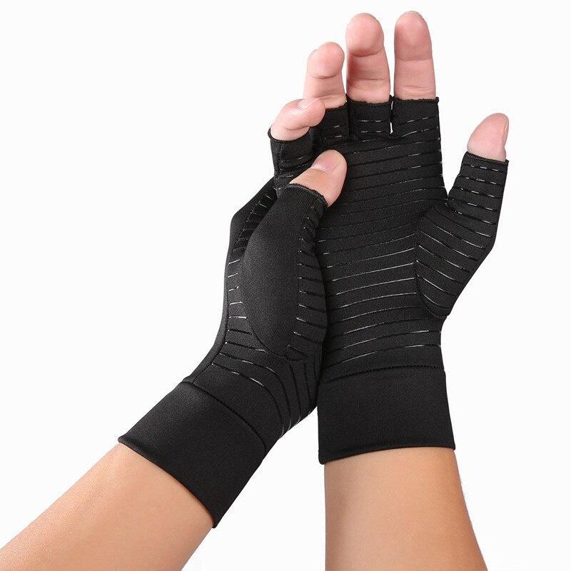 1 Pair Compression Arthritis Gloves For Women Men Joint Pain Relief Half Finger Brace Therapy Wrist Support Anti-slip
