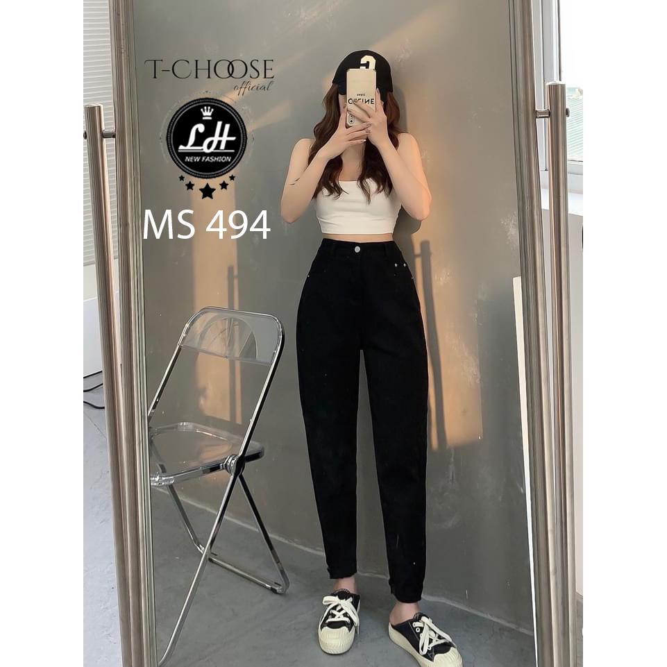 Quần bò baggy đen trơn túi nhỏ bên sườn siêu lạ Lê Huy fashion Ms 494