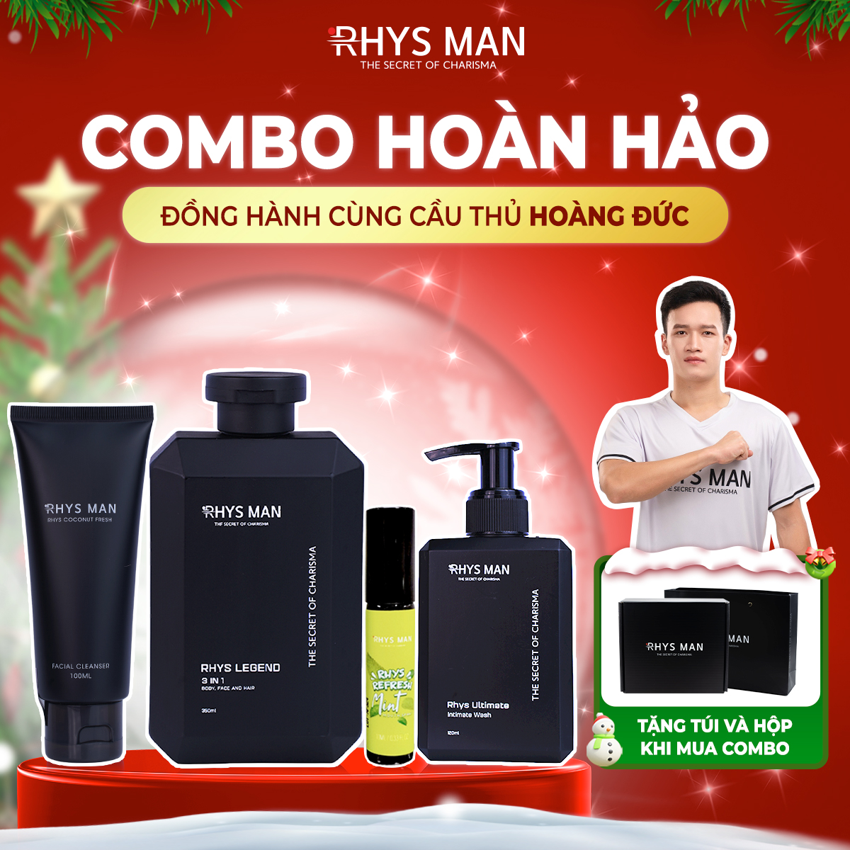 Combo Sữa tắm gội 3in1 hương nước hoa 350ml & Sữa rửa mặt hương dừa 100ml & Dung dịch vệ sinh nam & Xịt thơm miệng 10ml