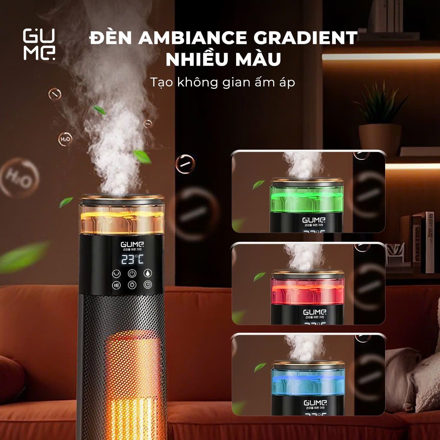 Máy sưởi gốm kèm bù ẩm thông minh ra lệnh bằng giọng nói thương hiệu Hàn Quóc GM-S2558 - Bảo hành 12 tháng - Hàng chính hãng